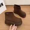 Botas curtas americanas baixa estatura zíper traseiro 2026 e versáteis Botas curtas Rad botinhas femininas sola plataforma sola grossa estação outono e inverno tecido