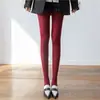 Medias Rojas Brillantes, Medias Rojas Ancora, Calcetines Rojos para el Año de Nacimiento, Leggings de Terciopelo Vintage para Mujer de Primavera y Otoño