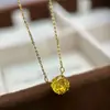 Cadena Clásica para Clavícula con Gema de Diamante Cortado a la Rosa, Disponible en Múltiples Colores, Juego de Collar y Anillo Chapados en Oro, Estilo Popular en Línea