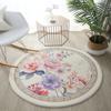 Alfombra redonda con estampado de flores, estilo japonés y coreano, para sala de estar, sofá, dormitorio, mesita de noche, balcón y ventanal