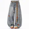 Jeans Masculino Retro Americano Desgastado, Calça Versátil Larga High Street de Perna Larga, Jeans Masculino de Perna Reta Estilo Vibe