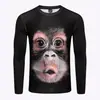 Artículo popular de celebridad de Internet Camiseta de manga larga con cuello redondo de mono Dudu 3D elástica deportiva para barriga grande expresiones de animales divertidas en stock