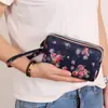 Bolsa de Celular Três Camadas Estampada da Moda, Carteira Longa, Clutch Horizontal, Porta-Moedas Portátil, Bolsa de Mão Que Cabe um Celular Grande