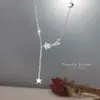 Colar Meteoro Feminino Luxo Acessível Design de Nicho Longo Diamante Estrela de Cinco Pontas Corrente Clavicular Luxo Acessível Pingente de Estrela com Franja