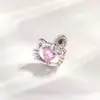Nuevos Pendientes de Gato con Corte de Zirconia Hensen para Niñas, Pendientes Dulces y Lindos para Piercing de Cartílago