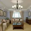Araña de tela retro americana para sala de estar, lámpara de cerámica francesa para dormitorio, lámpara de diseñador para comedor, accesorio de iluminación para habitación estilo mediados de siglo