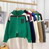 Outono 2024 Novo Cardigan de Tricô Gola Alta Tendência de Moda Versátil Casual Legal Jaqueta Bonita Top para Homens