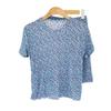 Top de Manga Corta con Cuello Redondo Pantalones Cortos Niñas Suelto Cómodo Floral Arrugado Traje Fresco Pijama de Dos Piezas para Padres