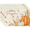 Amazon Halloween Acción de Gracias Manteles Individuales Calabaza Hoja de Arce Manteles Individuales Pavo Otoño Decoración de Mesa Manteles Individuales Resistentes al Calor
