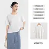 Camiseta de Linho Fina de Manga Curta para Mulheres no Verão, Top Soltinho e Respirável de Algodão e Linho, Camiseta Casual Emagrecedora para Mulheres