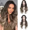 Pelucas Europeas y Americanas para Mujer, Peluca Larga Sintética Ondulada Degradada, Pelucalargaonduladasintética, Estilo Celebridad