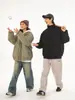 Chaqueta Acolchada Gruesa con Cuello Alto de Gamuza, Abrigo de Algodón para Hombres y Mujeres, Nuevo Estilo de Invierno, Chaqueta de Algodón Holgada con Estampado de Marca de Tendencia para Parejas