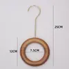 Clips para exhibición de tiendas de ropa y percheros para bufandas, pinzas para tela, ganchos, ganchos en S de madera maciza, círculos decorativos de varios tamaños de color nogal.