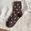 Calcetines de Lunares para Mujer, Calcetines de Media Pantorrilla para Otoño, Algodón Puro, Antibacterianos, Estilo Japonés Moderno, Versátiles para Primavera y Otoño, Calcetines Arrugados, Calcetines de Algodón
