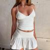 EBay Comercio Exterior Europeo y Americano Calle Casual Diario Plisado Combinable Ajustado Camisola Falda de Cintura Baja Traje