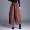 Calça Capri Jacquard Floral Xiangyun de Seda de Amora Feminina 2025 Novo Estilo Chinês Estilo Nacional Calça de Pernas Largas para Outono