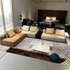 Sofá Teclas de Piano Estilo Italiano Minimalista Sala de Estar Pasillo Horizontal Muebles de Villa Apartamento Grande Sofá de Cuero de Lujo Especial de Forma