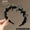 Diadema de Lujo Ligero de Gasa de Seda Envuelta con Mariposa Negra Dentada para Mujer Versátil Diadema Antideslizante para Parte Superior Alta del Cráneo Accesorios para el Cabello