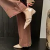 ¡Impresionante! Zapatos de Mujer Estilo Francés con Punta Aguda y Tacón Oculto, Diseño de Envoltura, Boca Baja, Modelo Nuevo de Moda y Versátil en Plata
