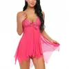 Comércio Exterior Europeu e Americano Lingerie Sexy Transfronteiriça Renda Tiras Pijama Multicor Sexy Camisola Transparente Fabricante Atacado