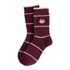 Calcetines lindos de encaje a rayas para mujer, calcetines hasta media pantorrilla, calcetines de algodón de moda, calcetines largos de otoño de estudiante de dibujos animados japoneses de primavera y otoño