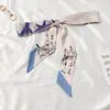 Bufanda de Seda Retro Francesa Primavera y Otoño para Mujer Lazo Largo para Bolso Cinta Flor de Lazo Estilo Extranjero Moda Diadema Larga Pequeña