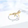 Serie Hada de las Flores Nueva Llegada Anillo Diamante Cuadrado Escalera de Arco Hermoso Lujo Simulación Anillo de Diamante Mujeres Elegantes