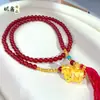 Collar Colgante de Caballo Tang con Pedrería Chapado en Oro Antiguo Hecho a Mano Ni Xin para Mujer DIY Riqueza Instantánea Cadena de Suéter Estilo Chino Accesorio
