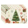 Manteles individuales navideños más vendidos transfronterizos, nueva serie de muñeco de nieve y renos, tapetes resistentes al calor, lino Amazon