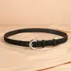 Cinto Feminino de Couro Genuíno Decorativo Simples Versátil com Fivela Prateada para Jeans Camurça Exclusivo Transfronteiriço Novo em Estoque