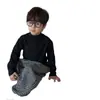 Camiseta Infantil de Veludo Dupla Face, Roupa de Outono e Inverno para Meninos e Meninas, Camiseta Elegante de Manga Comprida, Gola Alta, Blusa Quente
