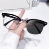 3016 Lentes Planos Anti-Luz Azul Metal Medio Armazón Lentes Retro Ojo de Gato Armazón Gafas Planas Clásicas de Moda