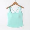 Camisola de Verão com Bojo Embutido para Mulheres, Não Precisa Usar Roupa Íntima Adicional, Costas Bonitas com Design Vazado, Alças Duplas nos Ombros, Wrap no Peito