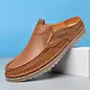Zapatos Casuales de Cuero Genuino para Hombre, Talla Grande, Suela Suave, Transpirables, Slip-on, Antideslizantes, Resistentes al Desgaste, Zapatos de Negocio para Conducir