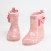 Botas de Chuva Infantis Japonesas Botas de Chuva Botas de Chuva Infantis Desenho Animado Fundo de Cristal Algodão Cruz Espelho