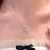 Collar Colgante de Zirconia con Lazo Corazón para Niña Cadena Popular Transfronteriza Moda Lujo Ligero Cadena para Clavícula Nicho Versátil