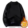 Suéter Masculino Quente de Gola Meia-Alta para o Inverno Novo Estilo Malha Grossa com Pelúcia Cor Sólida Moda Mais Fácil de Combinar Suéter Masculino
