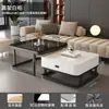 Mesa de Centro Cuadrada Sala de Estar Hogar Apartamento Pequeño Mesa Simple Moderna Piedra Sinterizada Lujo Ligero Influencer Vidrio Templado Mesa de Centro Pequeña