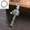 Collar con Colgante de Rueda de Oración para Hombre Vintage Tendencia Plata de Ley 925 con Mantra de Seis Palabras Estilo Chino