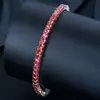 Pulseira de tênis europeia e americana transfronteiriça de 3MM joia masculina prata de lei S925 cravejada com moissanita presente para namorado joia legal e bonita