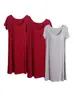 Vestido de Noite Modal de Manga Curta Três Peças Primavera e Verão com Bojo Pijama Sem Sutiã Vestido para Casa Completo Vestido Midi