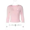 Ropa de mujer transfronteriza europea y americana, nuevo estilo de verano, manga media cuello en U encaje color liso ajuste ceñido personalizado estilo callejero top camiseta para mujer venta al por mayor