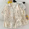 Direto da Fábrica Verão Novidades Manga Curta Algodão Nuvem Desenho Animado Pijama Roupa de Casa Pode Ser Usado Fora Fofo Gola Pequena Conjunto