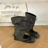 Botas de moda sin cordones con punta redonda y diseño de lazo bidireccional para mujer 2026 Verano, absolutamente hermosas, de altura media hasta la pantorrilla, que aumentan la altura, con cordones, caídas