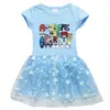 Vestido Infantil Estilo Coreano Novo 2026 Manga Meia-Manga Verão Menina Desenho Animado Estrela Malha Manga Curta Vestido Princesa