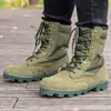 Fornecimento Transfronteiriço de Botas de Combate de Tamanho Grande na Cor Areia com Cano Alto, Botas de Deserto, Botas de Combate para Exterior na Selva Panama Cano Alto