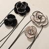 Estilo Princesa Francesa Original Lujo Ligero Versátil Tela Rizo Flor de Cinco Pétalos Cadena de Cuello Hecha a Mano DIY Accesorios