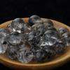Contas Soltas de Diamante Brilhante, Contas DIY de Cristal Preto Herkimer, Contas Redondas para Pulseira de Pedras Múltiplas, Conta Solta Única Preta Brilhante
