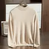 Suéter Masculino de Caxemira Gola Meia-Alta Tricô Gola Média Camada Base Fina Suéter de Lã Casual de Negócios Roupa de Baixo