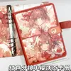 Storyboard Vermelho Sakura A5 Álbum de Cartões com Fecho Magnético Caderno Espiral Espessado para Estudantes Anime Couro PU Caderno de Mão